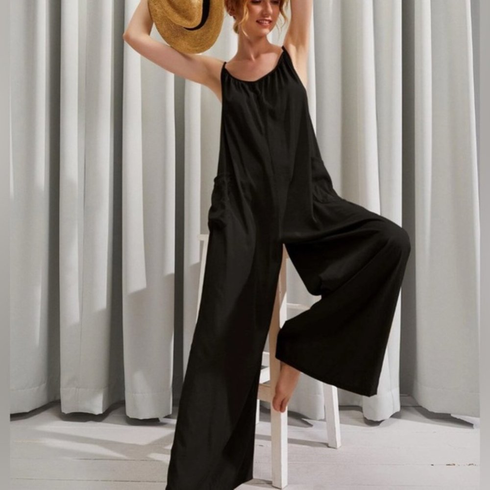 Pocket Side Tied Backless Wide Leg Cami Jumpsuit 40% OFF - Picture 3 of 10